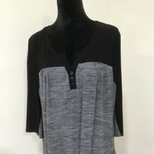 3/4 sleeve Black & Grey blouse